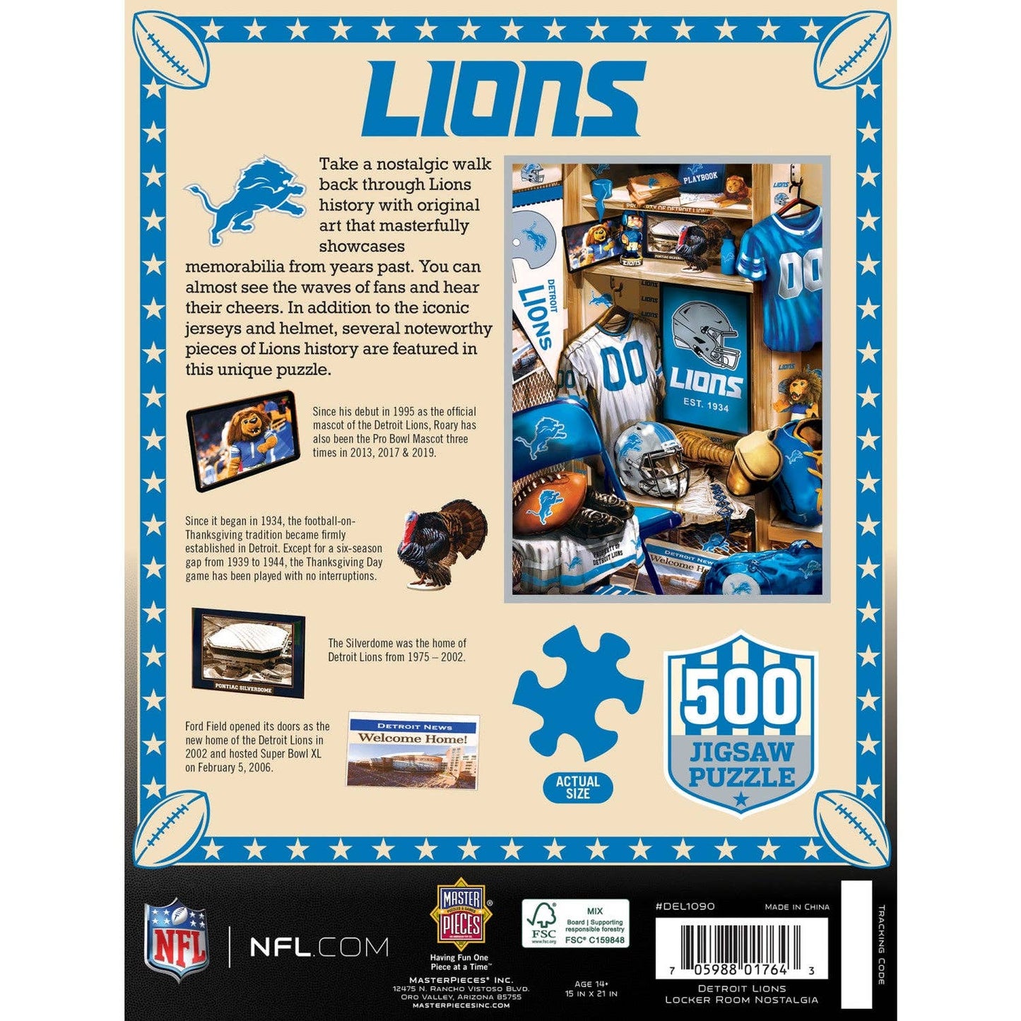 Detroit Lions - Locker Room 500 Piece Puzzle