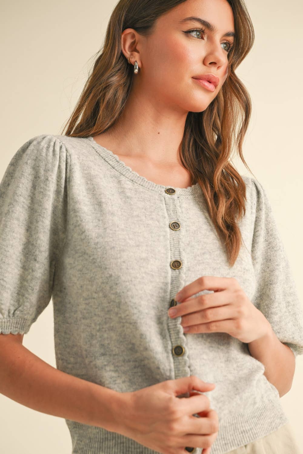Puff Short Sleeve Cardigan