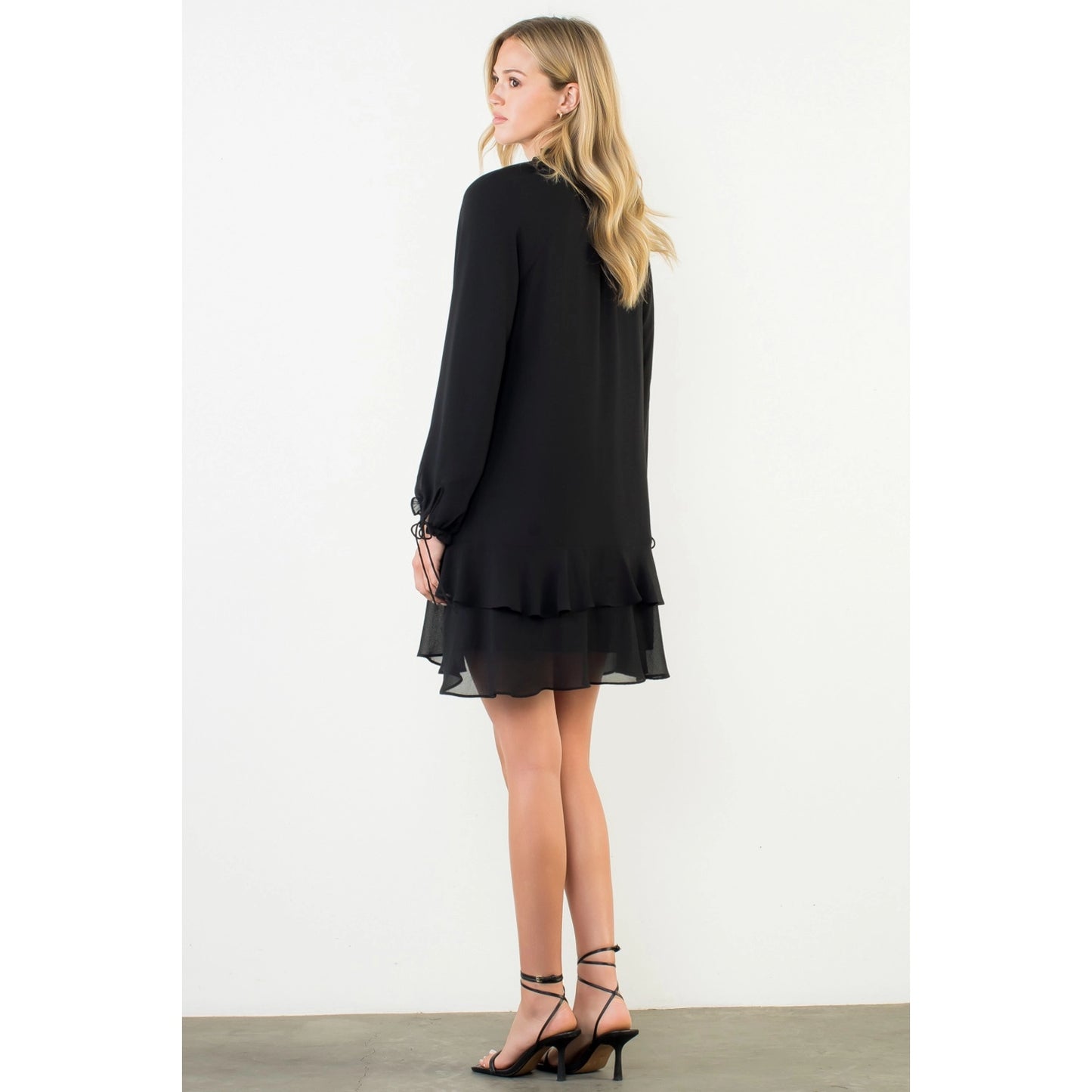 L/Sleeve Flutter Dress