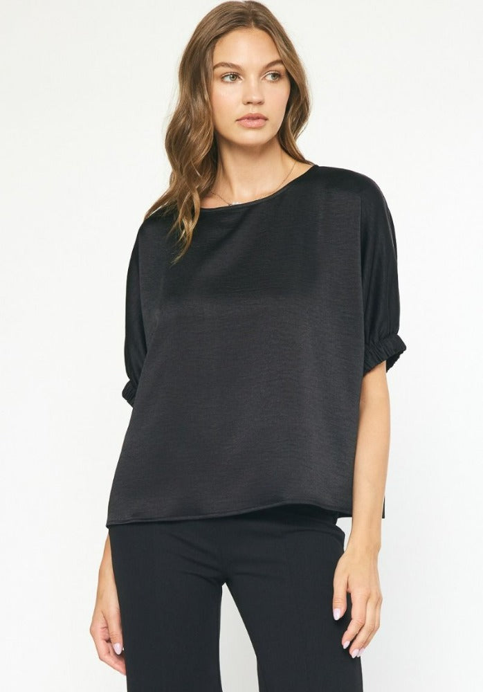 Entro Short Sleeve Satin Top