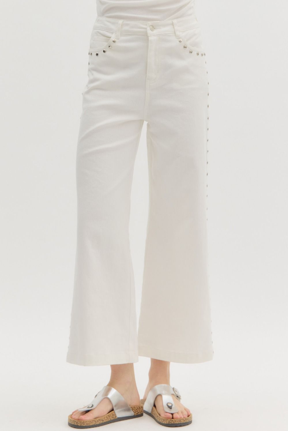 White Stud Pants