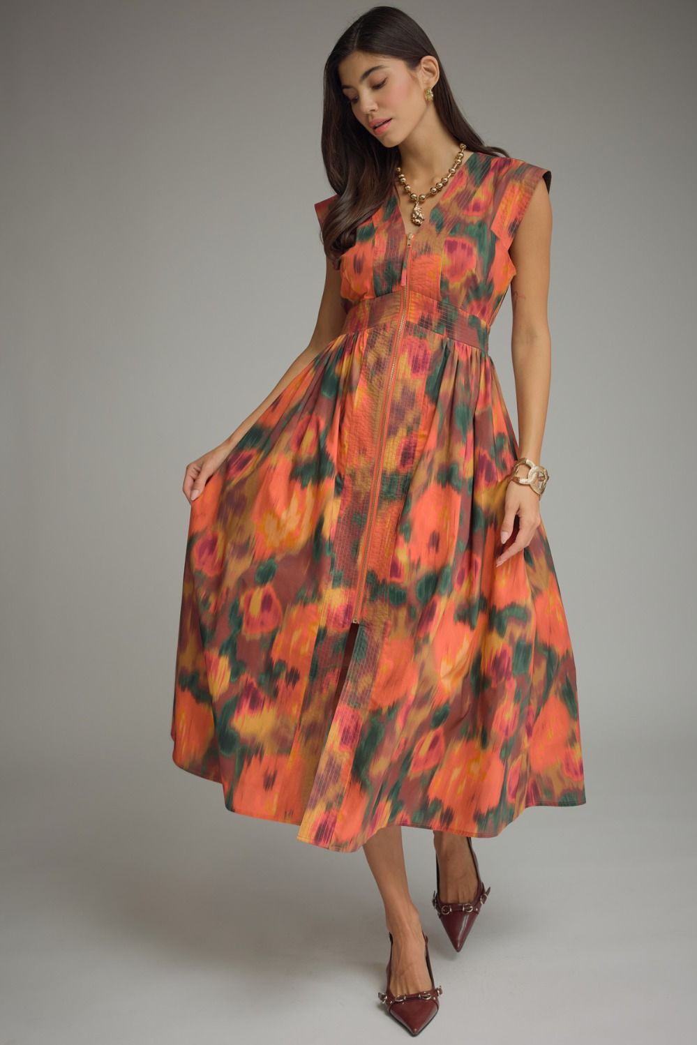 Rust Cap Sleeve Midi