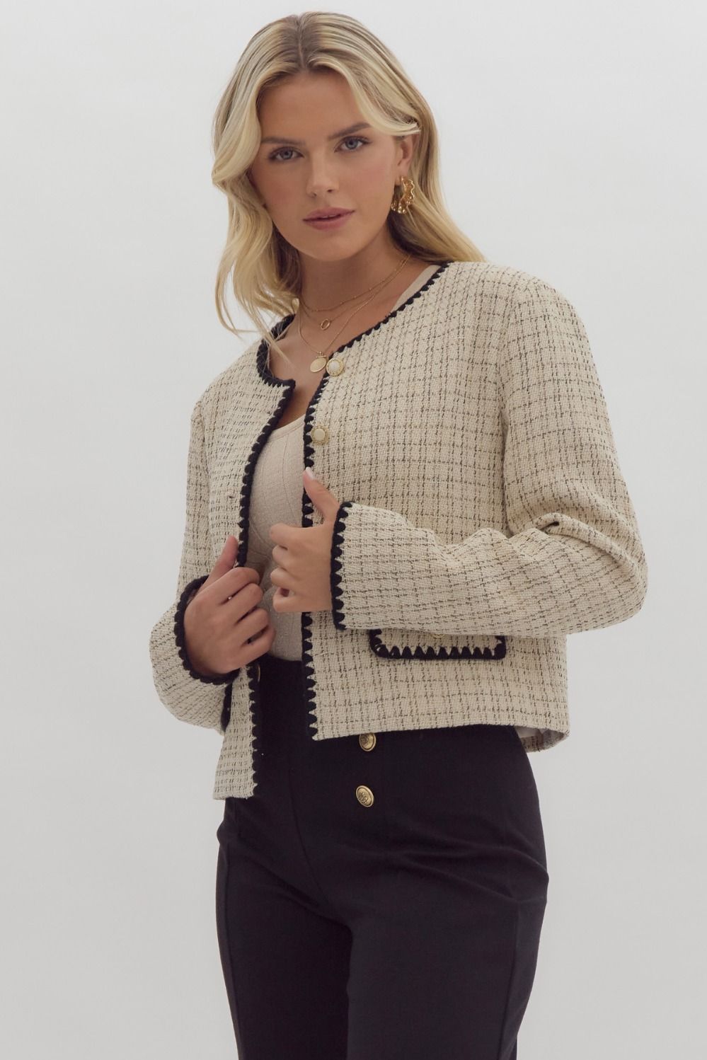 Ecru Plaid Jacket