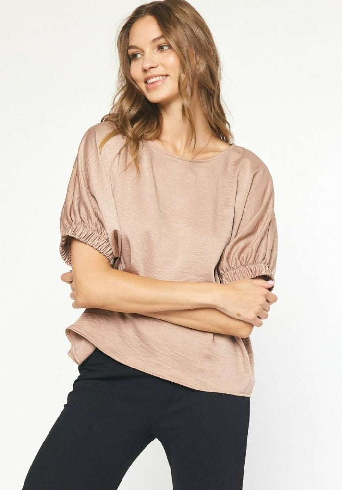 Entro Short Sleeve Satin Top
