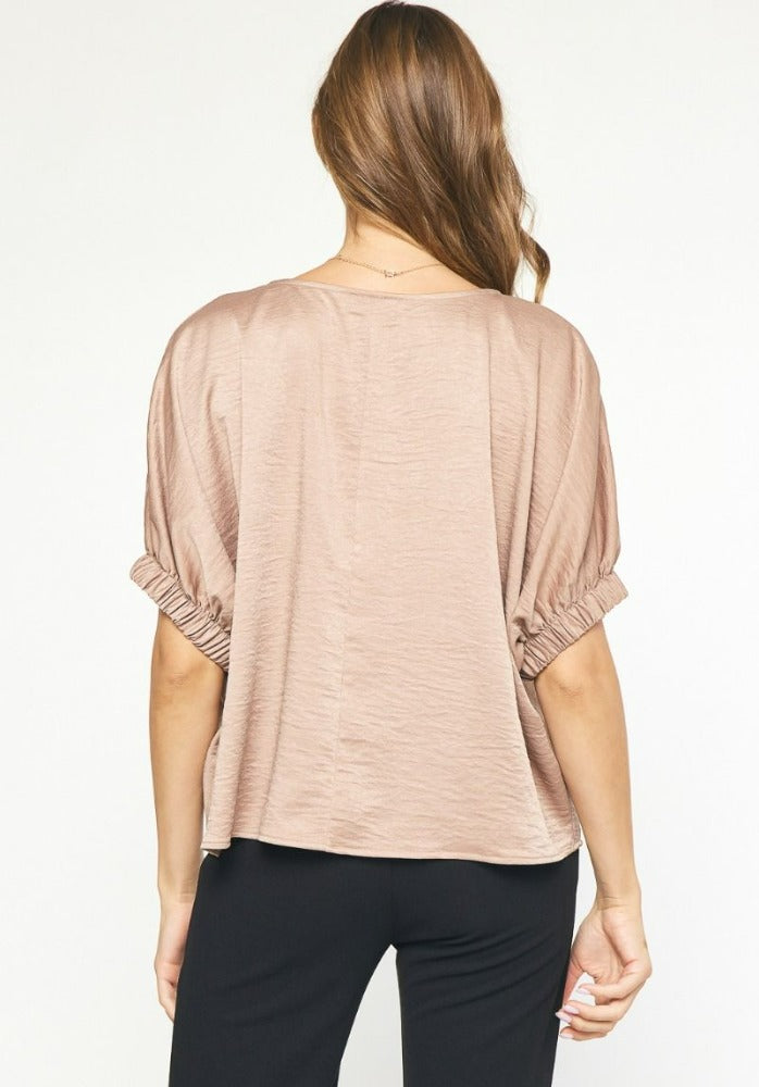 Entro Short Sleeve Satin Top