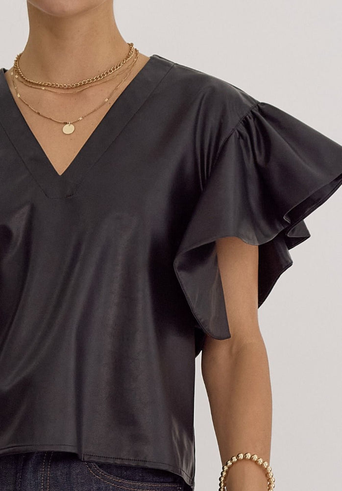 Faux V-Neck Top