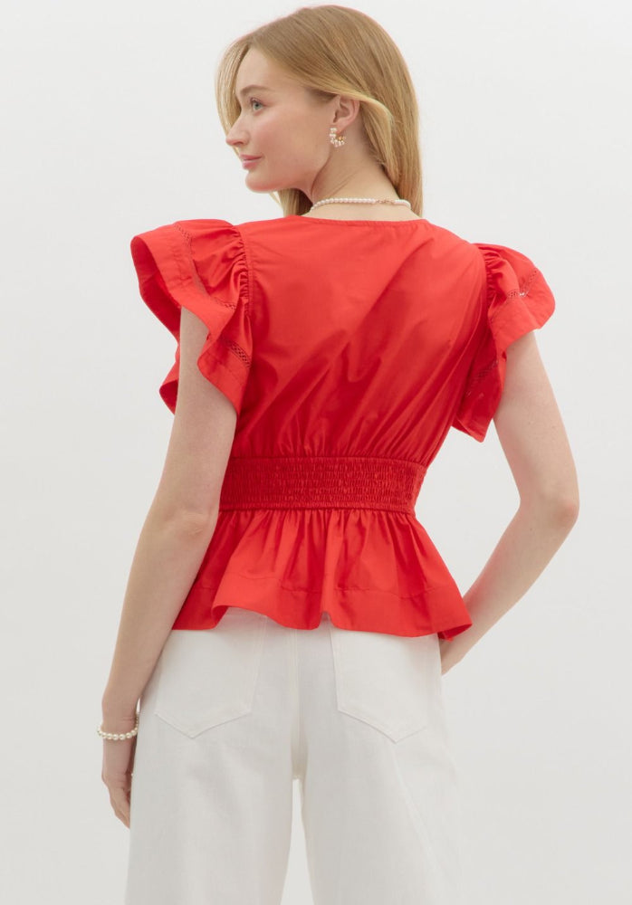 Red Flutter Sleeve