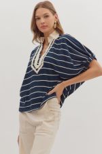 E Striped Dolman Sleeve