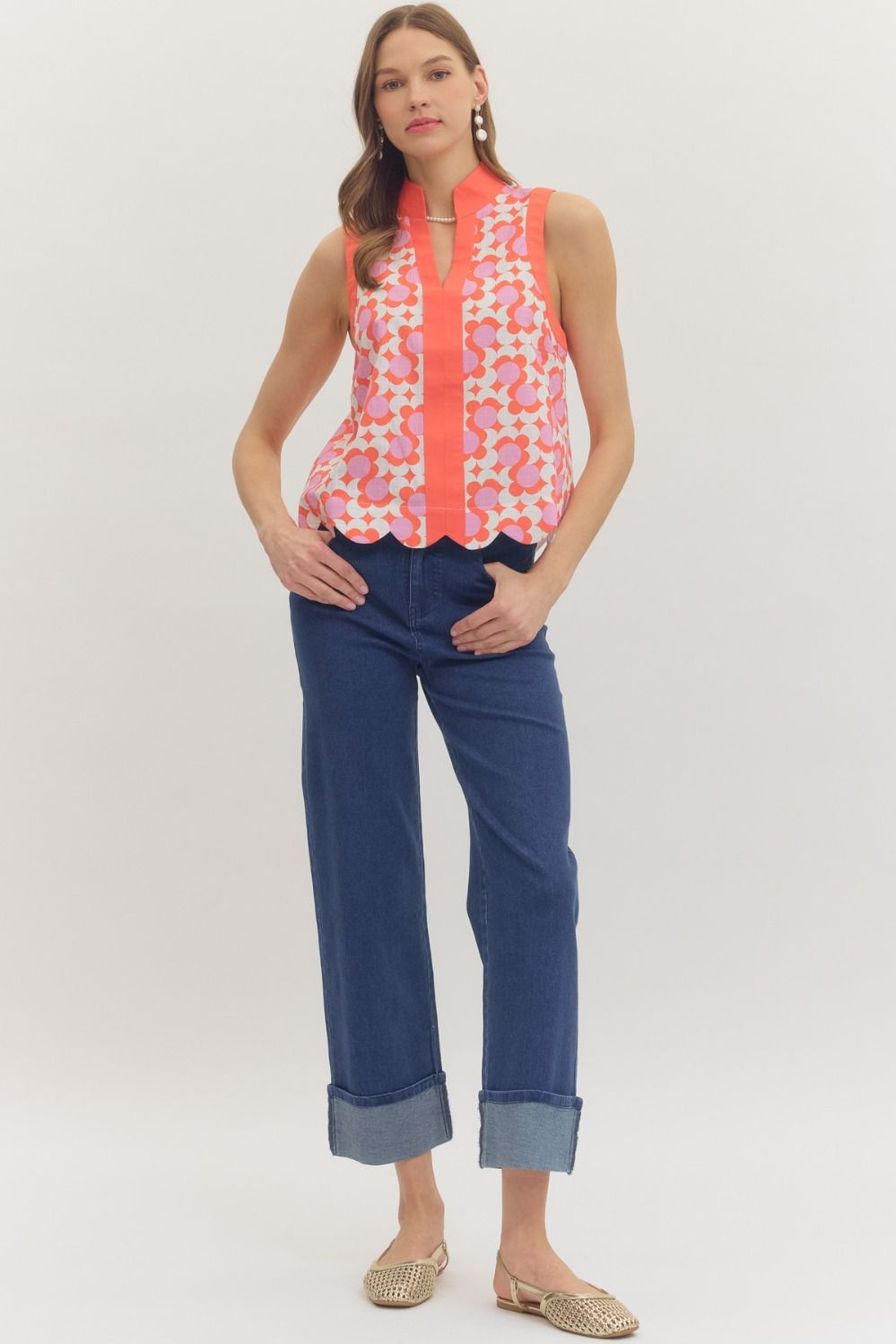 Pattern Sleeveless Top
