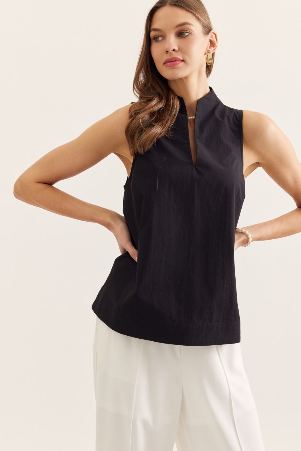 Black Split V Top