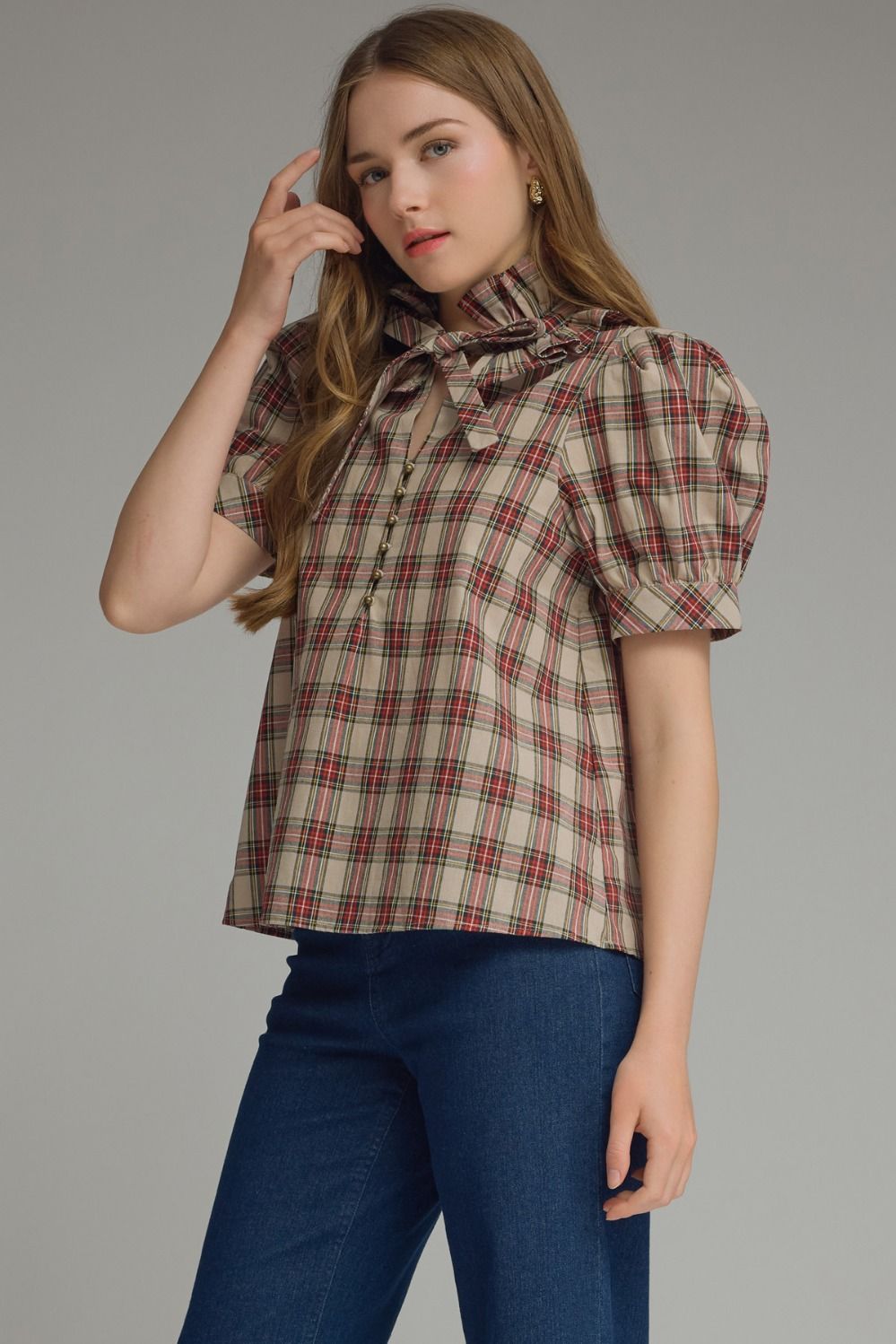 Plaid Bow Top