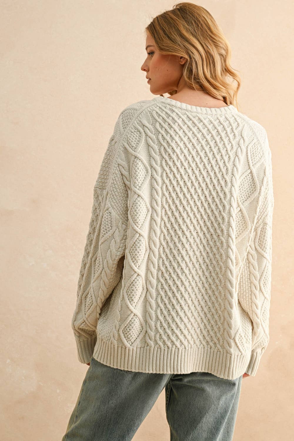Round Neck Cable Sweater
