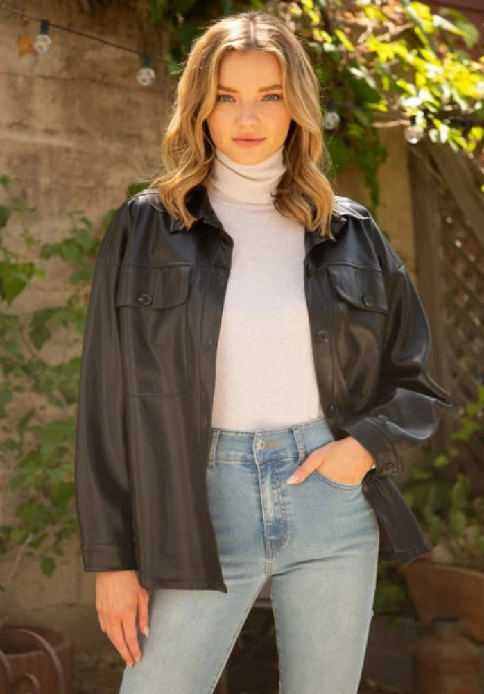 Voy Faux Leather Shacket