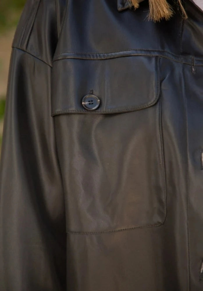 Voy Faux Leather Shacket