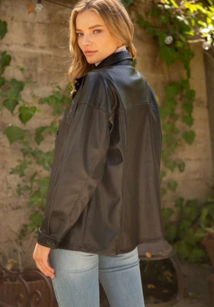 Voy Faux Leather Shacket