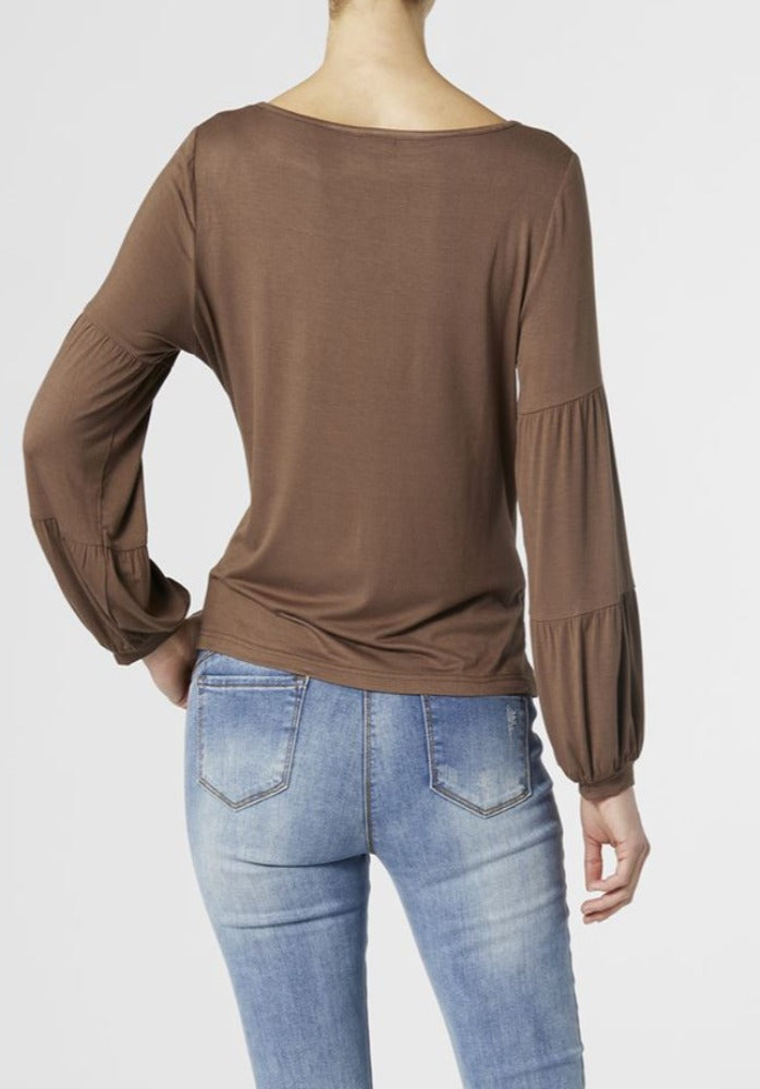 Celina Tiered Long Sleeve Crew Neck Top