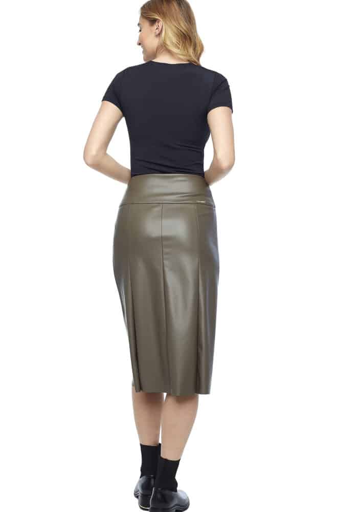 Gal Vegan Soft Leather Midi Skirt