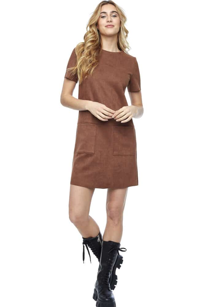 Ariana Faux Suede Shift Dress