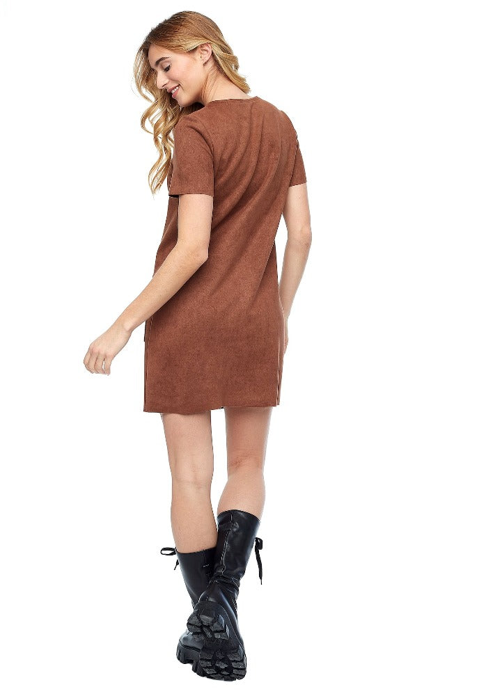 Ariana Faux Suede Shift Dress