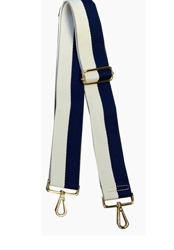White Stripe/Gold Ahdorned Bag Straps