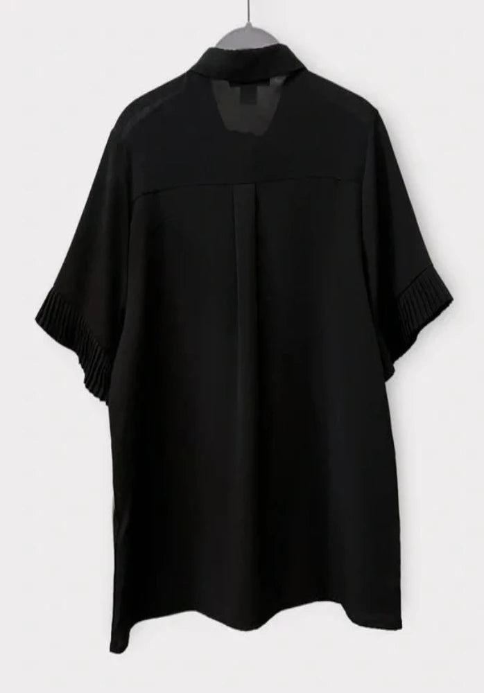 French Connection Black Short Pleated Sleeve Top
