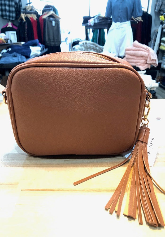 Pebble Vegan Leather Tassel Crossbody Bag | NO STRAP