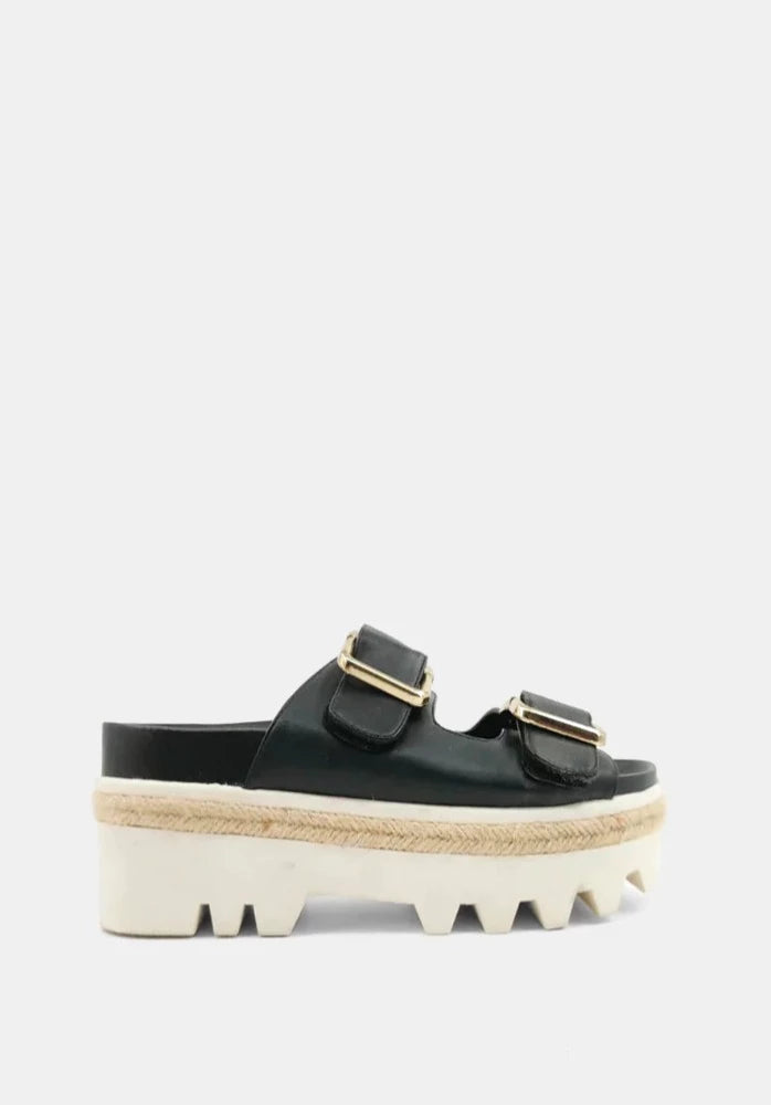 XYLA Black Slip on Platform Sandal