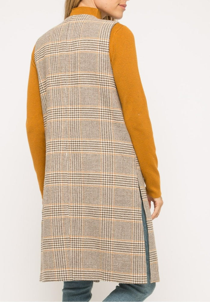 Mystree Plaid Duster Vest