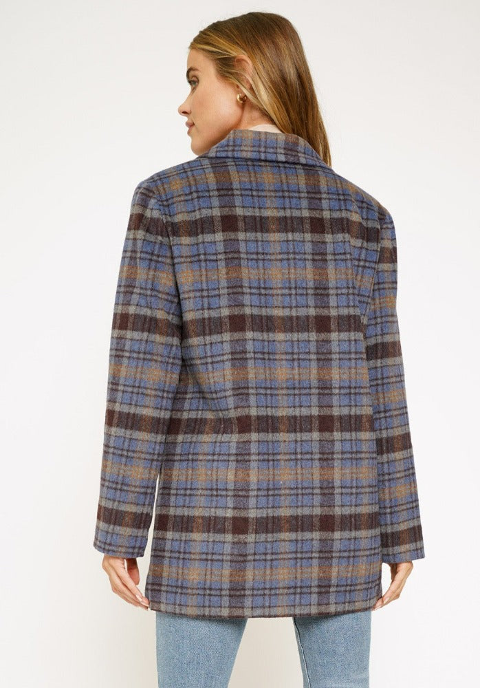 Mystree Blue Plaid Coat