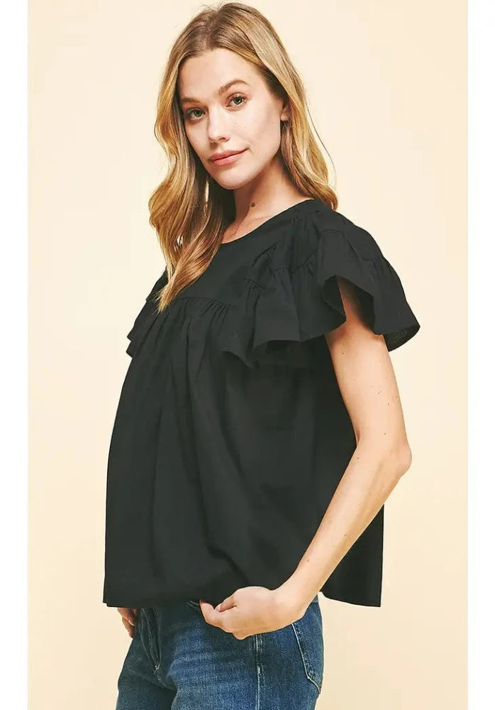 Flutter Sleeve Woven Top