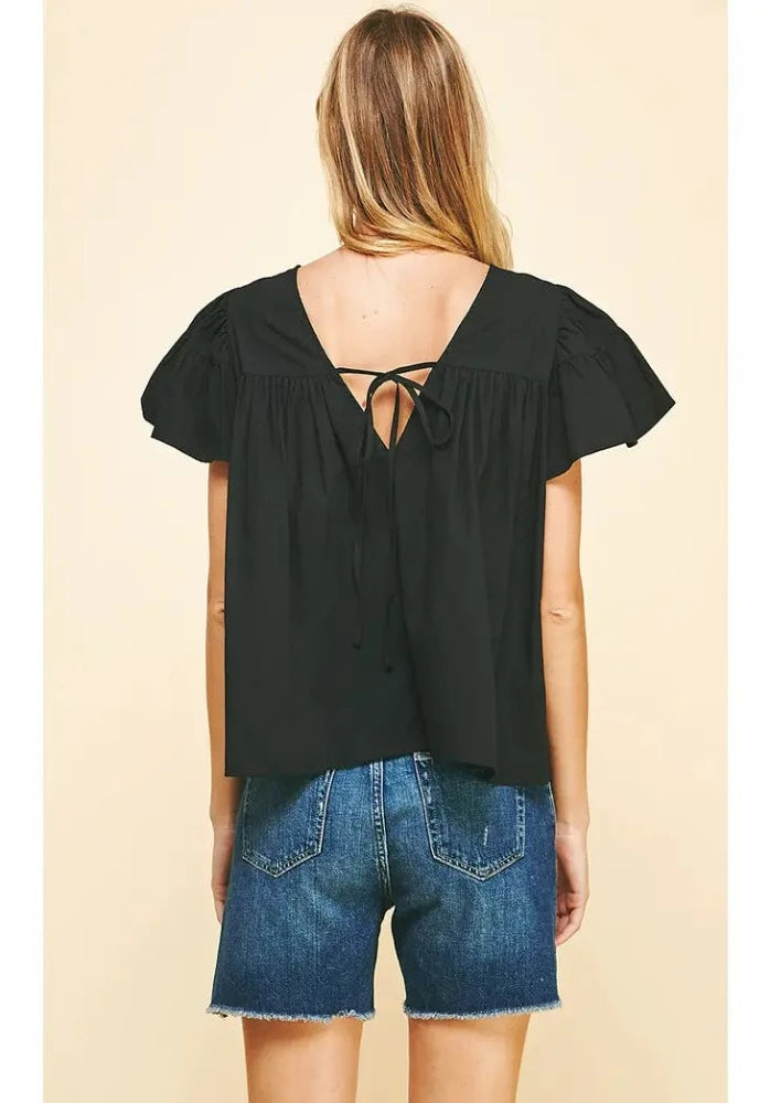 Flutter Sleeve Woven Top