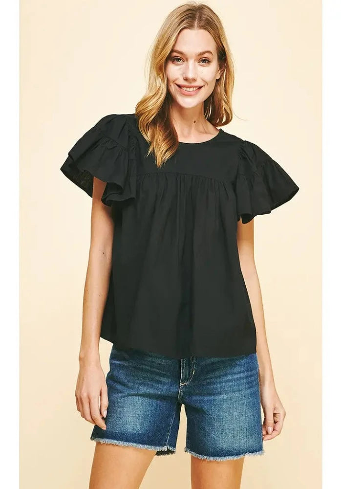 Flutter Sleeve Woven Top
