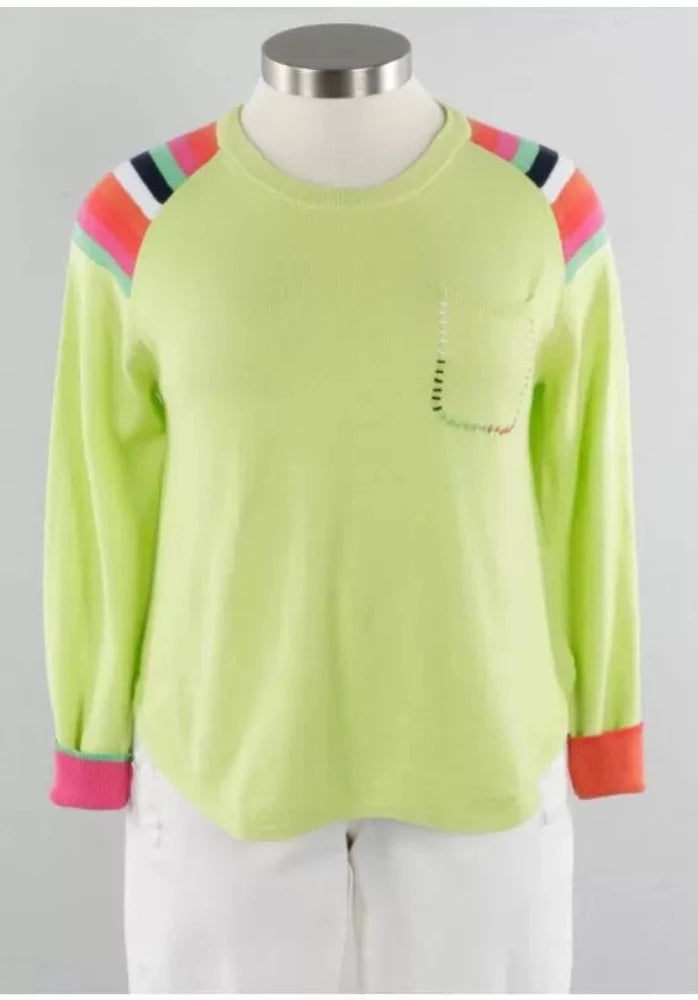 Zaket & Plover Stripe Shoulder Sweater - Lime