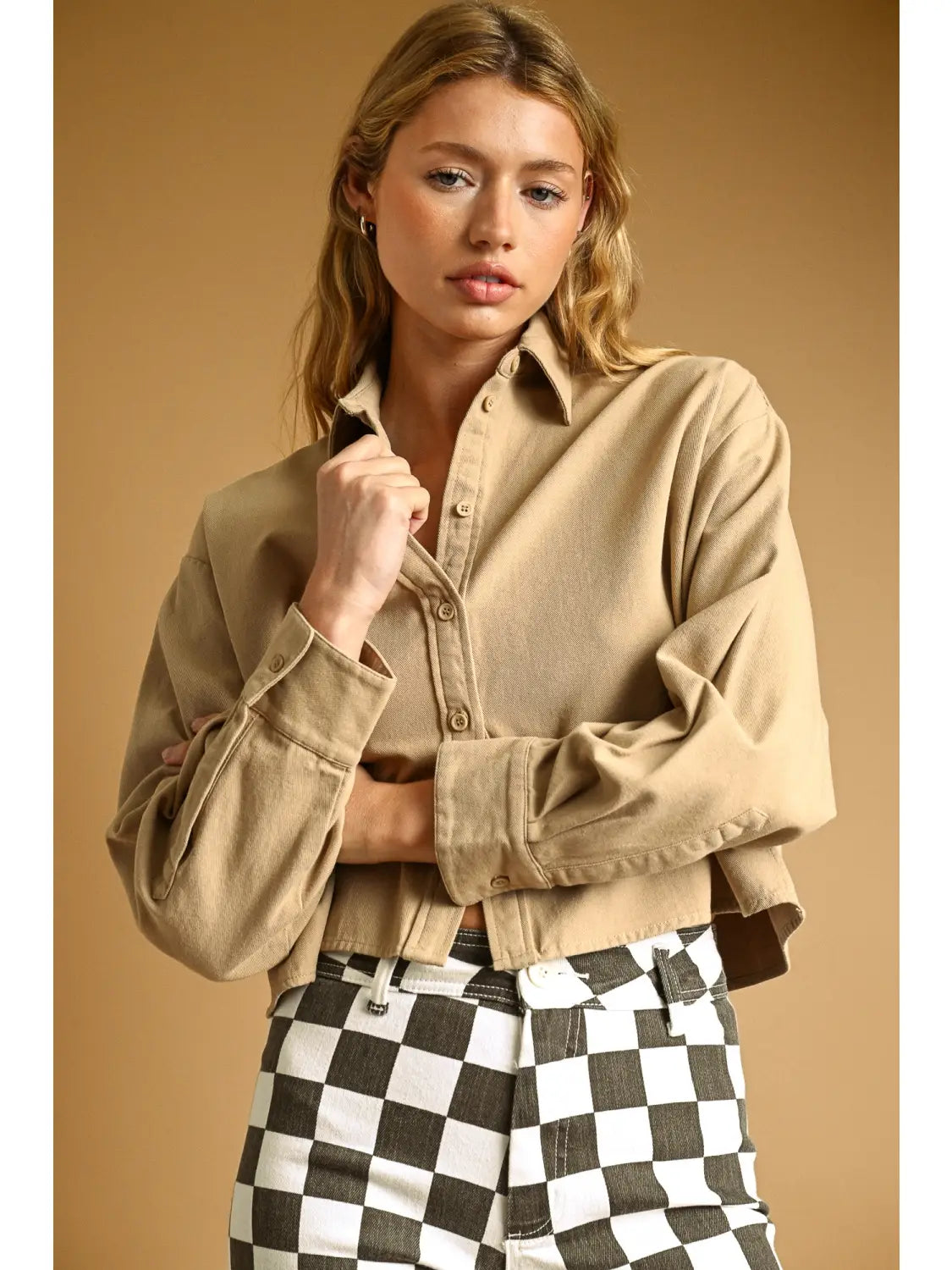 Long Sleeve Buttondown Crop