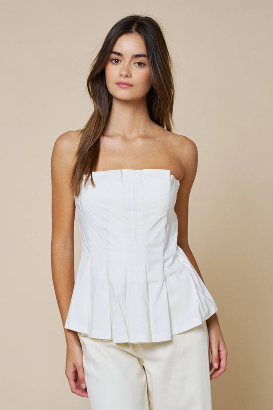 Strapless Pleated Peplum Top