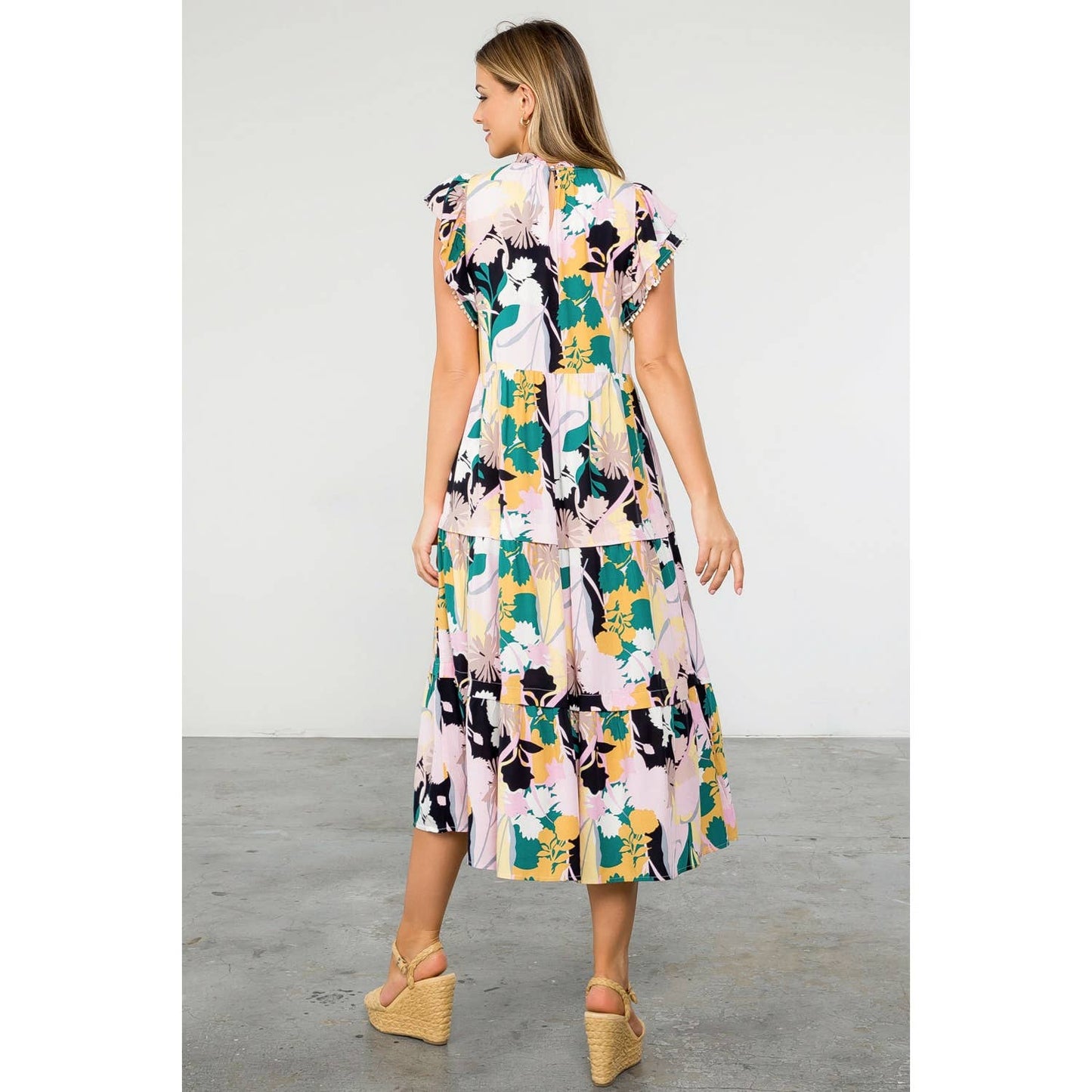 Floral Butterfly Tiered Maxi Dress