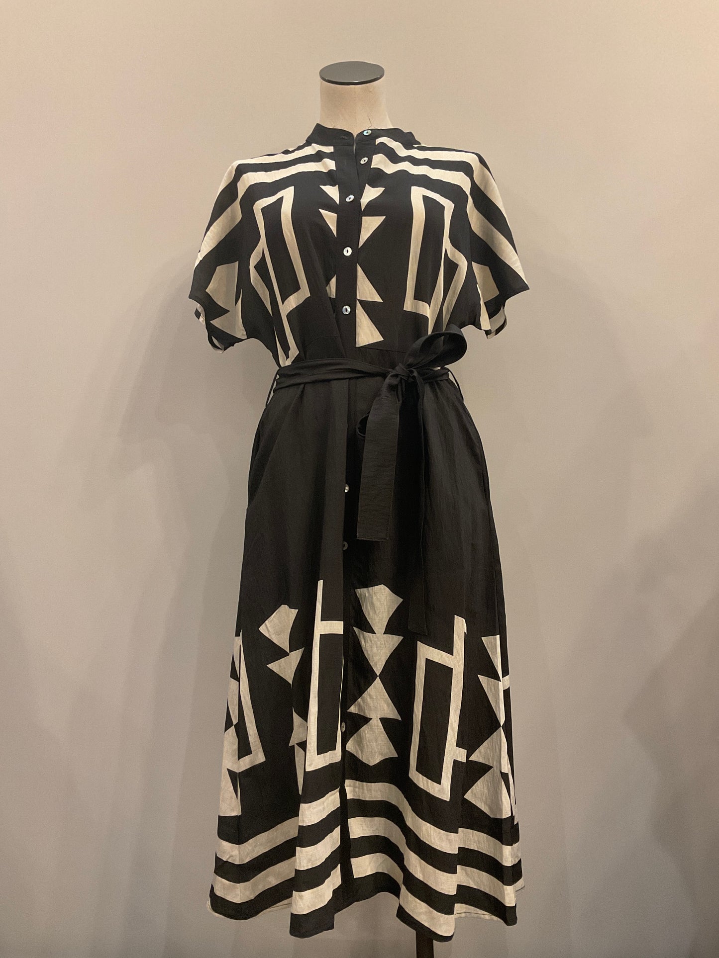 Print Dress with Tie