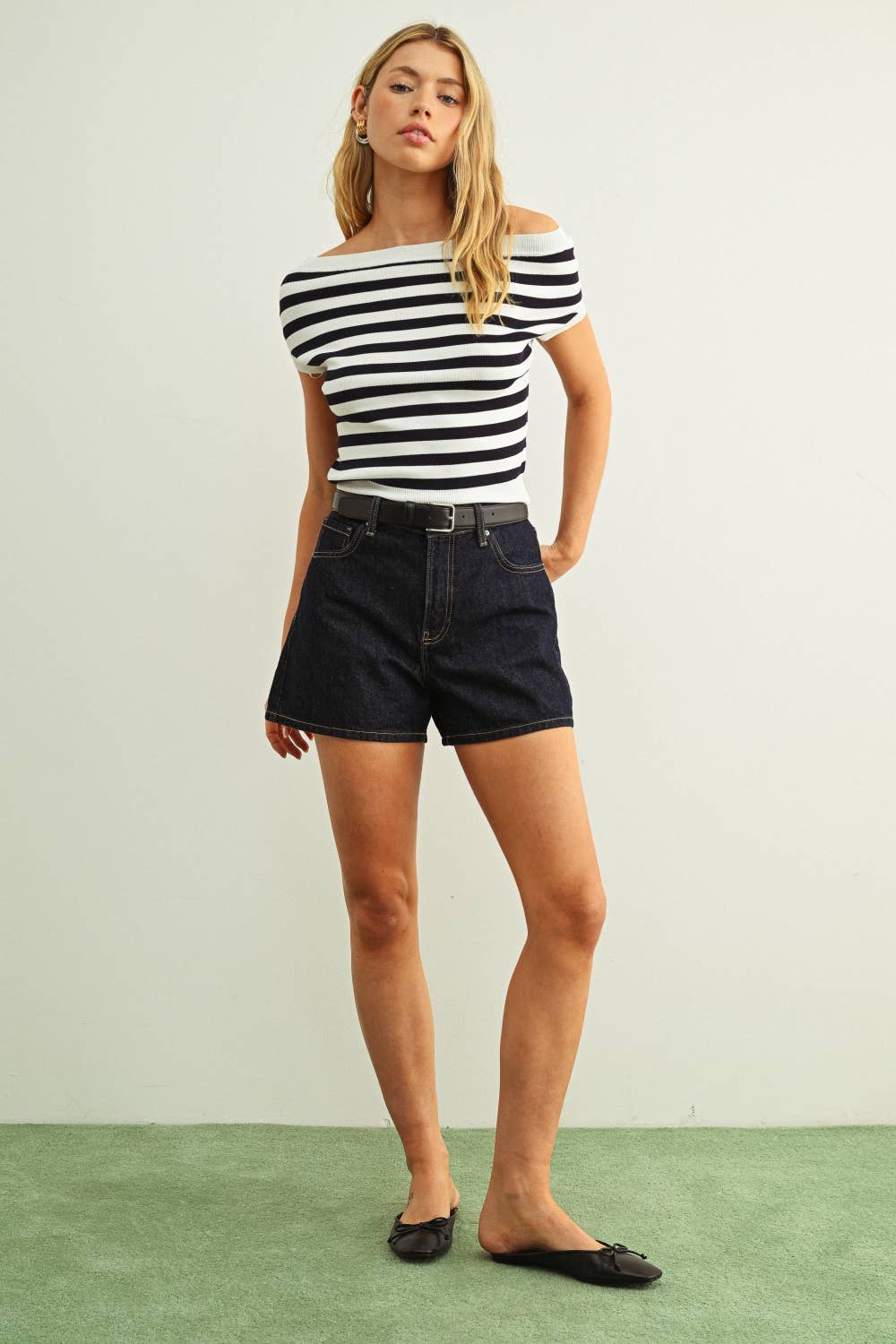 CAPSLEEVE STRIPE CROP