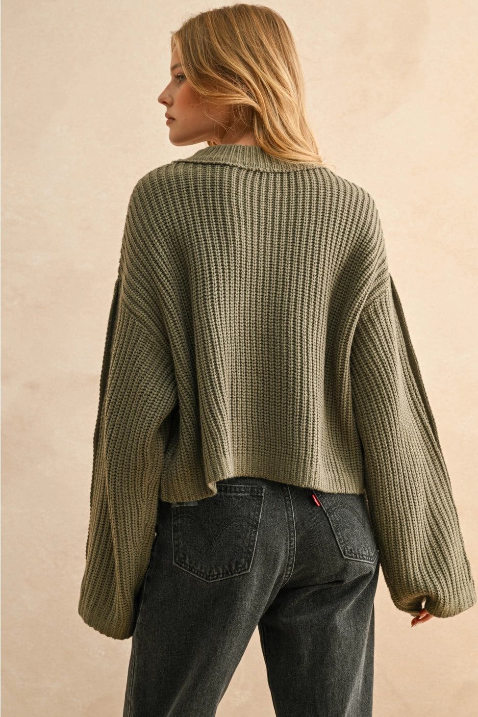 Wide Neck Olive Sweater