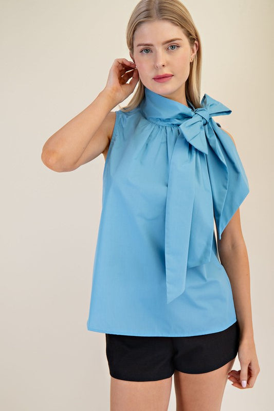 Sleeveless Neck Tie Top