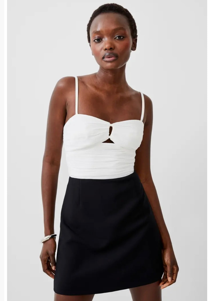 French Connection Black/White Whisper Strappy Dress