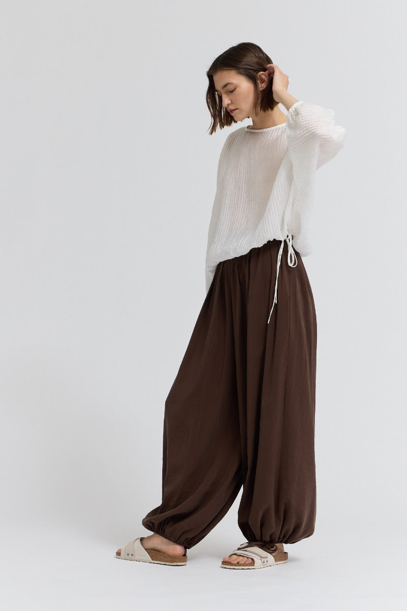 Shirred Sleeve Tencel Blouse