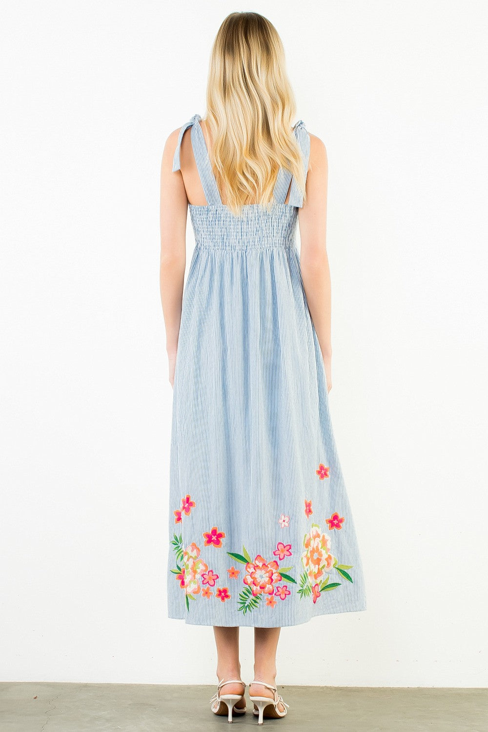 Embroidered Tie Dress