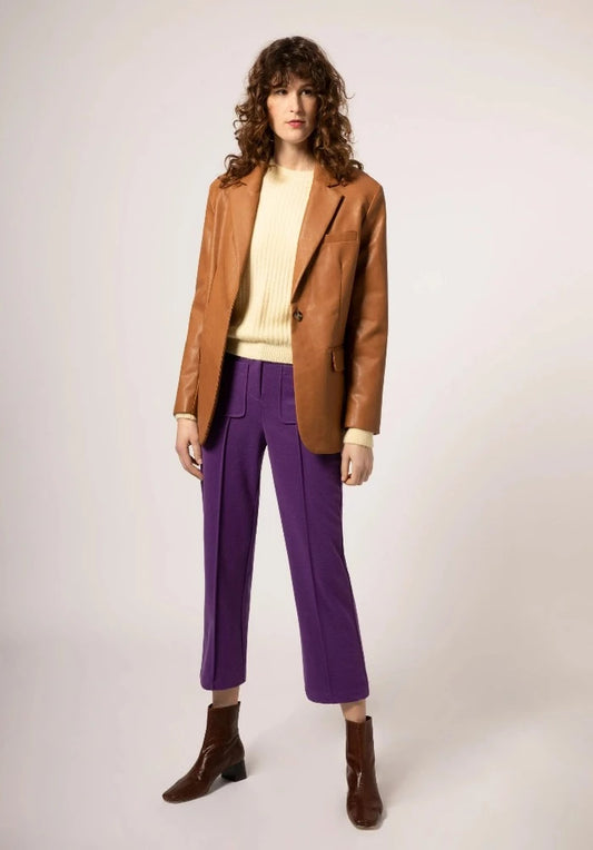 Luana Camel Faux Leather Blazer
