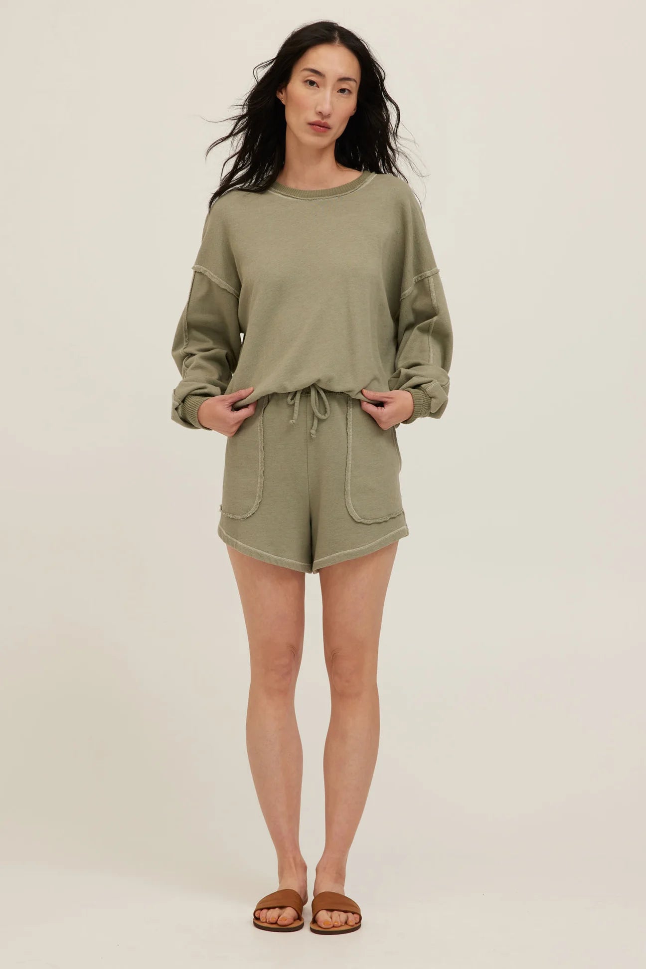 Heathered Contrast Stitch Crew