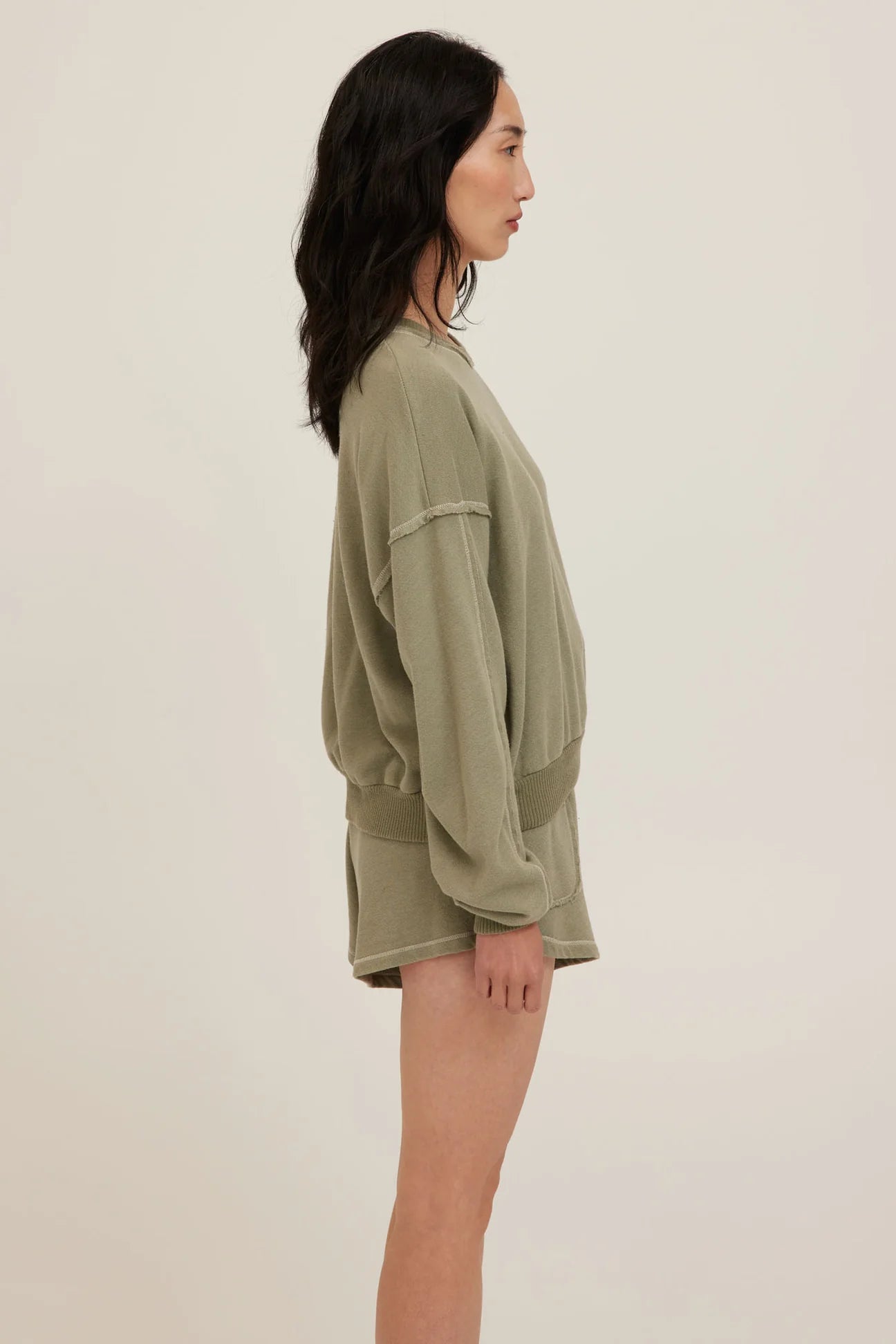 Heathered Contrast Stitch Crew