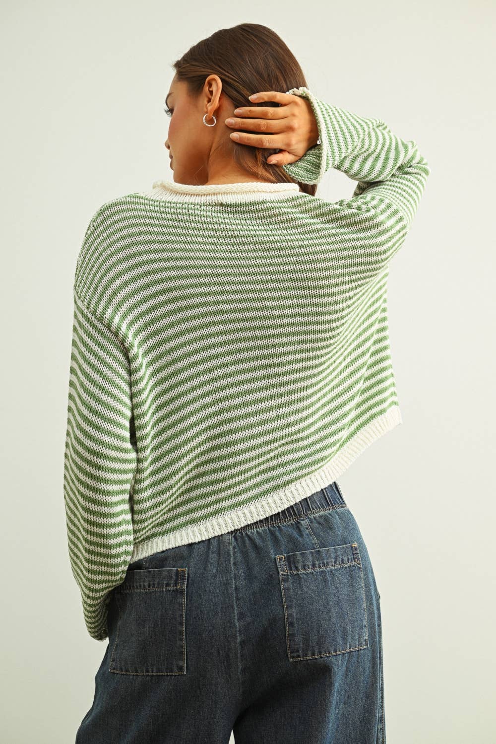 STRIPE BUTTON KNIT CARDI