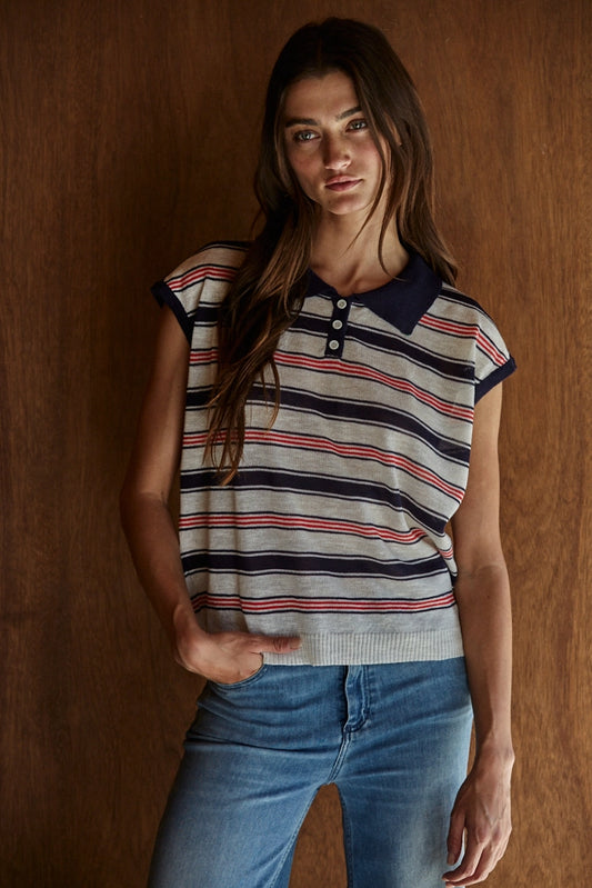 Navy, Ivory and White Sweater