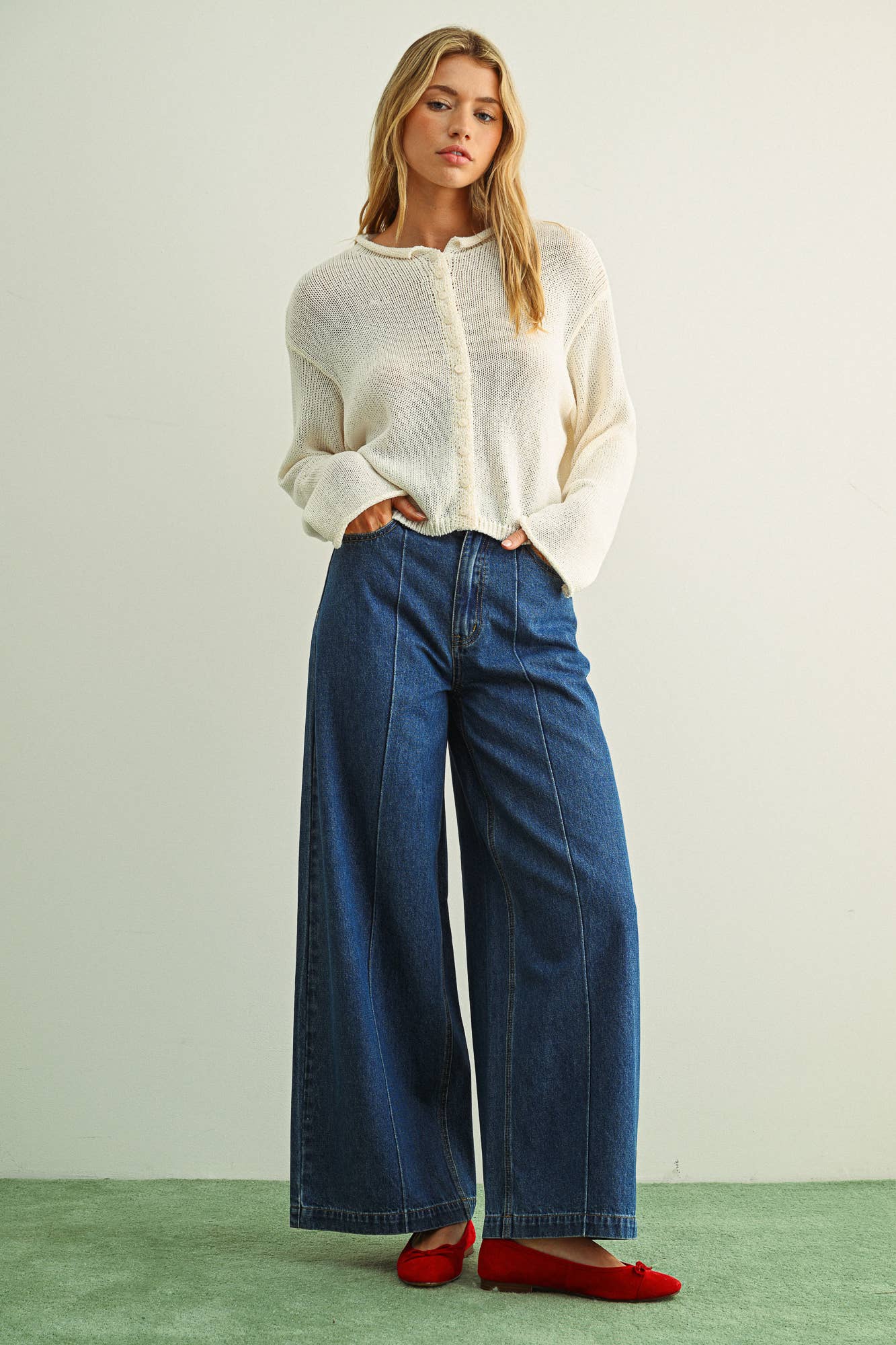 Matcha Button Front Cardi