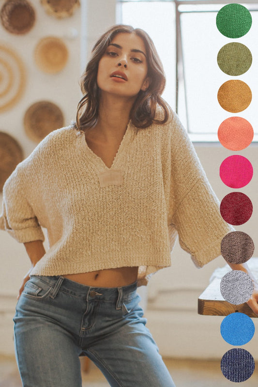 Cropped Patch Sweater